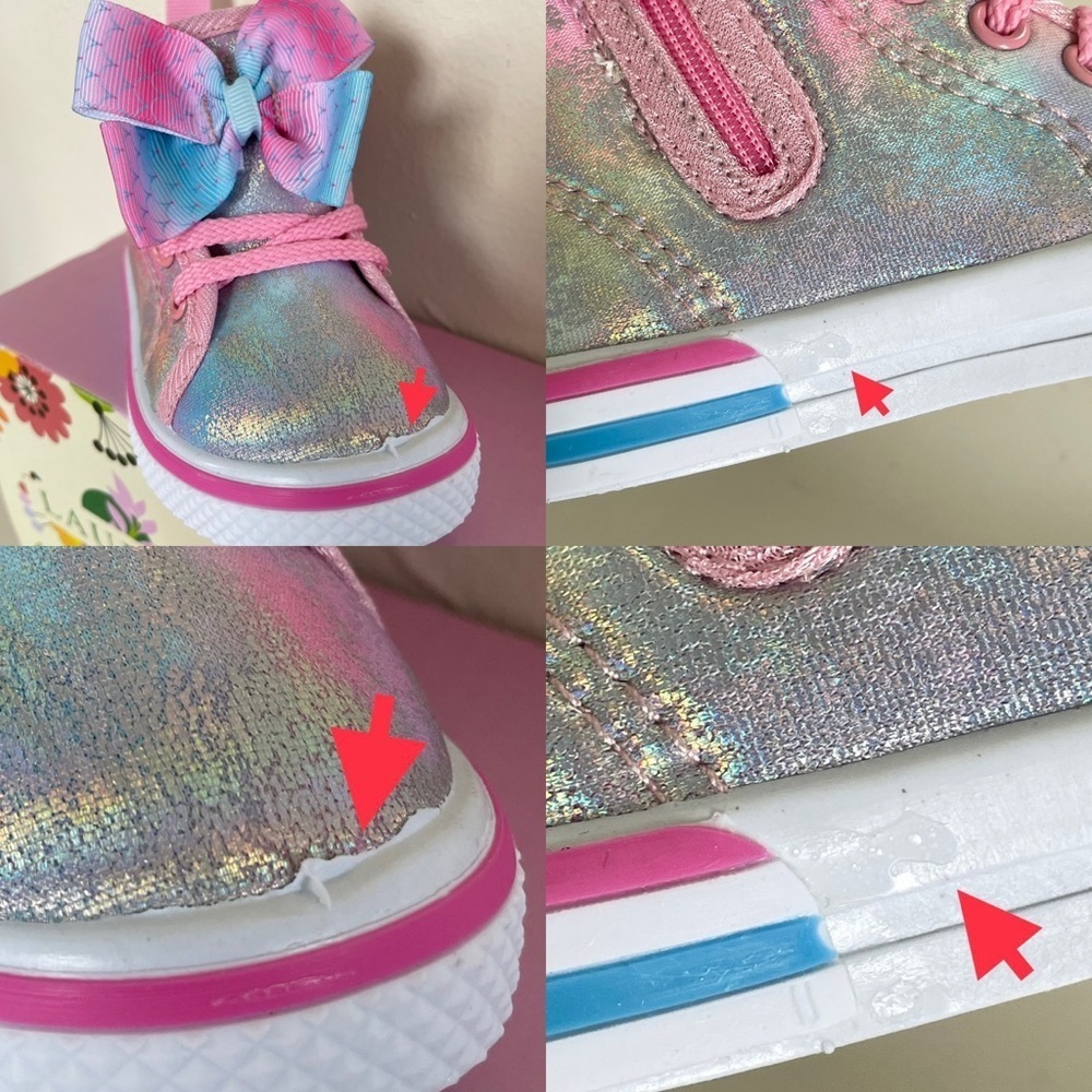 Laura Ashley Toddler Baby Girl High Top Pastel Pink Iridescent Sneaker size 5 - Picture 14 of 15